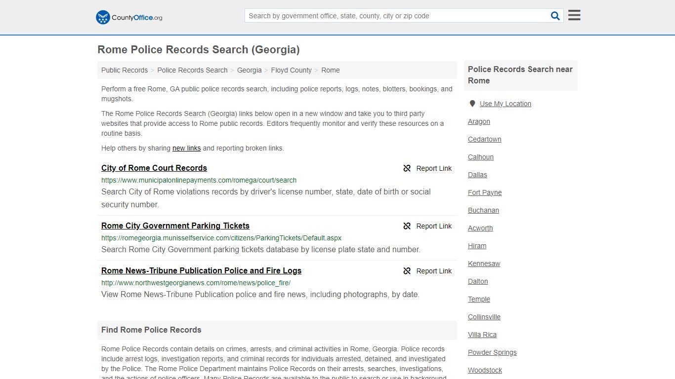 Police Records Search - Rome, GA (Accidents & Arrest Records)