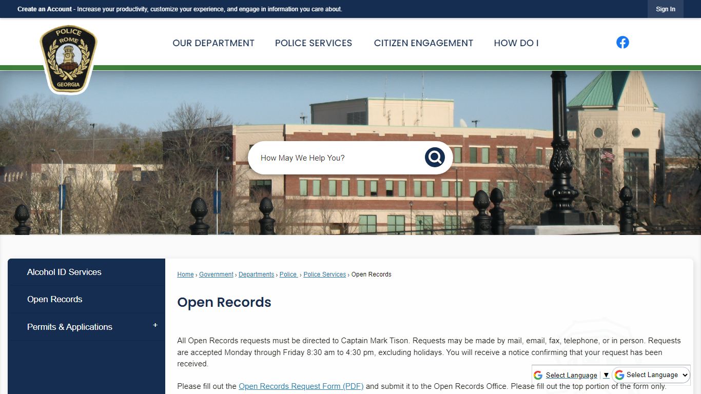 Open Records | Rome, GA
